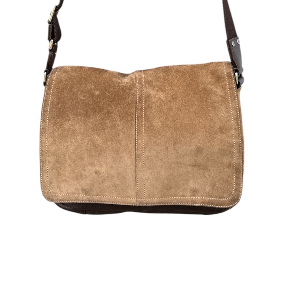Coach Suede Messenger Bag F70416 | Brown Leather Crossbody | Unisex Vintage - Picture 1 of 17